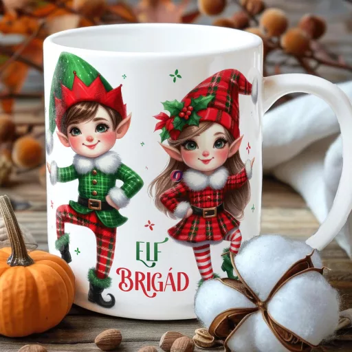 Karácsonyi bögre "Elf Brigád" 330 ml kerámia Full HD