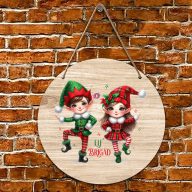 XL Karácsonyi fa tábla "Elf Brigád" ajtódísz többféle méretben   XL Karácsonyi fa tábla "Elf Brigád" ajtódísz többféle méretben