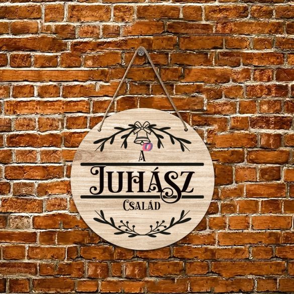 Karácsonyi ajtódísz fa tábla "Bells" egyedi felirattal többféle méretben
