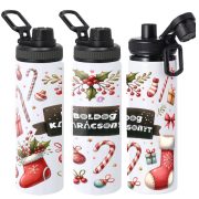   Egyedi neves karácsonyi Kulacs 850 ml "Candy Christmas" HD