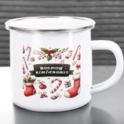   Egyedi neves karácsonyi bögre "Candy Christmas" 360 ml zománcozott fém Full HD