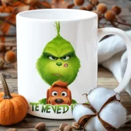   Egyedi feliratos karácsonyi bögre "Grincs és Max" pufi hatású