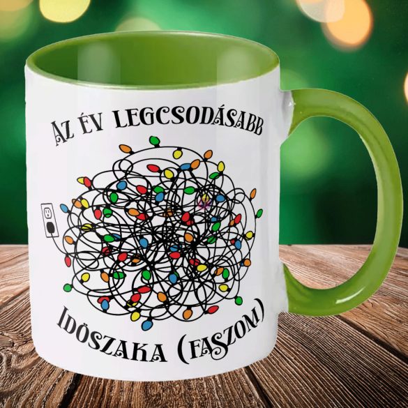 Karácsonyi bögre "Az év legcsodásabb időszaka..." 330 ml kerámia Zöld Full HD