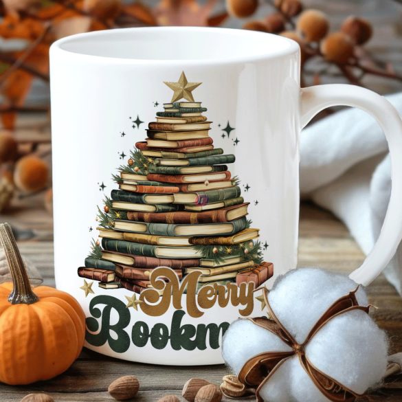 Karácsonyi bögre "Merry Bookmas" 330 ml kerámia Full HD