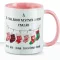 Egyedi neves karácsonyi bögre "Harisnyás család" 330 ml kerámia Rózsaszín Full HD