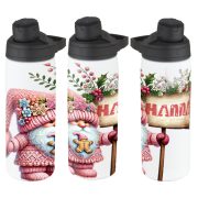   Egyedi neves karácsonyi Kulacs 750 ml "Rózsaszín karácsonyi manó" HD