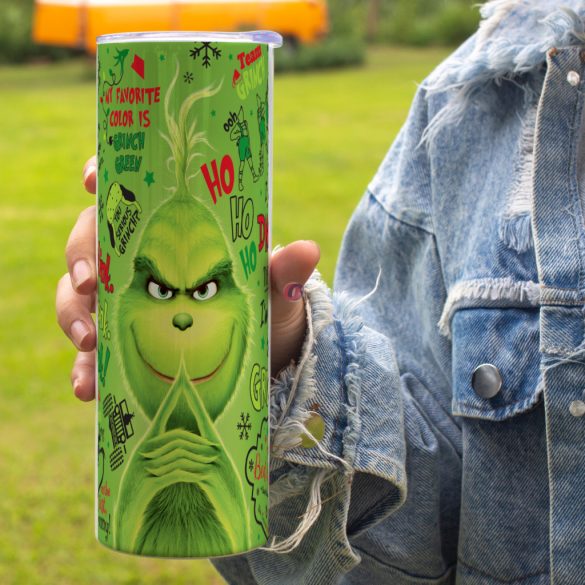 Grincs mintás termosz pohár 600ml "Green Grinch" HD tumbler