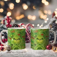   Grincses karácsonyi bögre "Green Grinch" pufi hatású