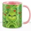 Grincses karácsonyi bögre "Green Grinch" pufi hatású rózsaszín bögre