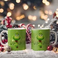 Egyedi feliratos karácsonyi bögre "Mini Grinch"