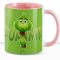 Egyedi feliratos karácsonyi bögre "Mini Grinch" rózsaszín bögre