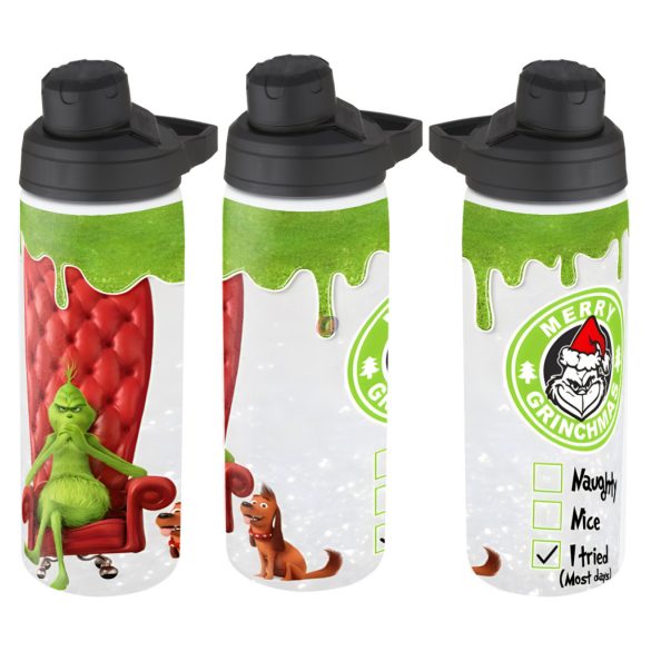 Grincs mintás Kulacs 750 ml "Merry Grinchmas" HD