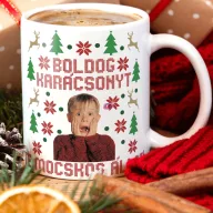   Karácsonyi bögre "Reszkessetek betörők csúnya pulcsi mintás" 330 ml kerámia Full HD
