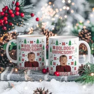   Karácsonyi bögre "Reszkessetek betörők csúnya pulcsi mintás" 330 ml kerámia Full HD