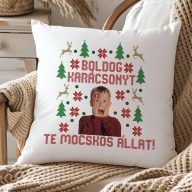   Karácsonyi párnahuzat 40x40 cm "Reszkessetek betörők csúnya pulcsi mintás"