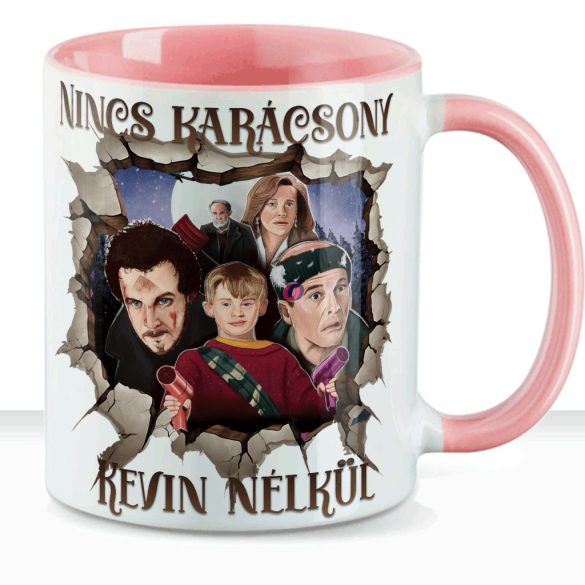 Karácsonyi bögre "Nincs karácsony Kevin nélkül" 330 ml kerámia Rózsaszín Full HD