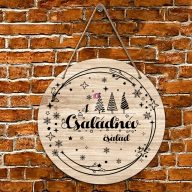 Karácsonyi ajtódísz fa tábla "Bells" egyedi felirattal többféle méretben   Karácsonyi ajtódísz fa tábla "Bells" egyedi felirattal többféle méretben