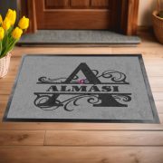   Egyedi Monogramos Lábtörlő személyre szabható névvel 60x40 cm szürke Monogram1