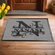   Egyedi Monogramos Lábtörlő személyre szabható névvel 60x40 cm szürke Monogram1
