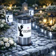 Napelemes sírdísz "Egyedi névvel" 21 cm, inox,