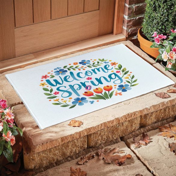 Húsvéti szőnyeg, kádkilépő 60X40 cm "Welcome Spring" tört fehér