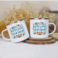   Húsvéti zománcozott bögre "Welcome Spring" fém