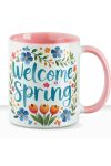 Húsvéti bögre "Welcome Spring" , rózsaszín, kerámia