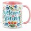 Húsvéti bögre "Welcome Spring" , rózsaszín, kerámia