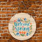   Húsvéti ajtódísz fa tábla "Welcome Spring" többféle méretben