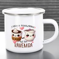 Szerelmes zománcozott bögre "Te vagy a tejszínhab a kávémba" egyedi névvel fém   Szerelmes zománcozott bögre "Te vagy a tejszínhab a kávémba" egyedi névvel fém