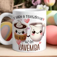   Szerelmes bögre "Te vagy a tejszínhab a kávémba" egyedi névvel, fehér, kerámia