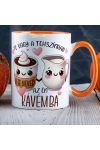 Szerelmes bögre "Te vagy a tejszínhab a kávémba" egyedi névvel, narancssárga, kerámia