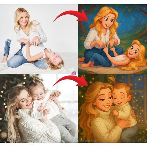 Egyedi grafikás bögre Fényképből Mesefigurák Személyre szabható, fehér, kerámia