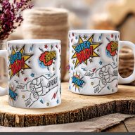   Apák napi bögre "Super Dad, Max 5 gyerek" Személyre szabható, fehér, kerámia