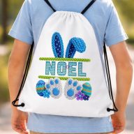   XL Egyedi neves húsvéti szütyő fonott mintával, kék, 30x40 cm