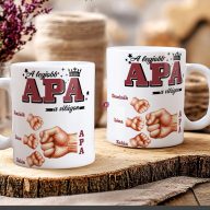   Apák napi bögre "Legjobb apa, Max 5 gyerek" Személyre szabható, fehér, kerámia