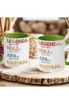 Apák napi bögre "Legenda nagyapa" Személyre szabható, zöld, kerámia