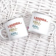   Fém Apák napi bögre "Legenda Apa" Személyre szabható, fehér,fő 360 ml