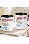 Apák napi bögre "Legenda Apa" Személyre szabható, fekete, kerámia