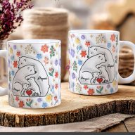   Ajándék bögre "Medve család, Max 5 gyerek" Személyre szabható, fehér, kerámia