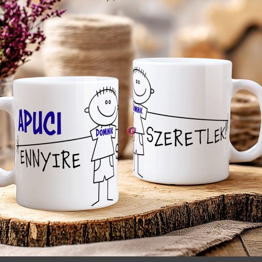 Apák napi bögre "Első apák napja" Személyre szabható, fiús, lányos, fehér, kerámia