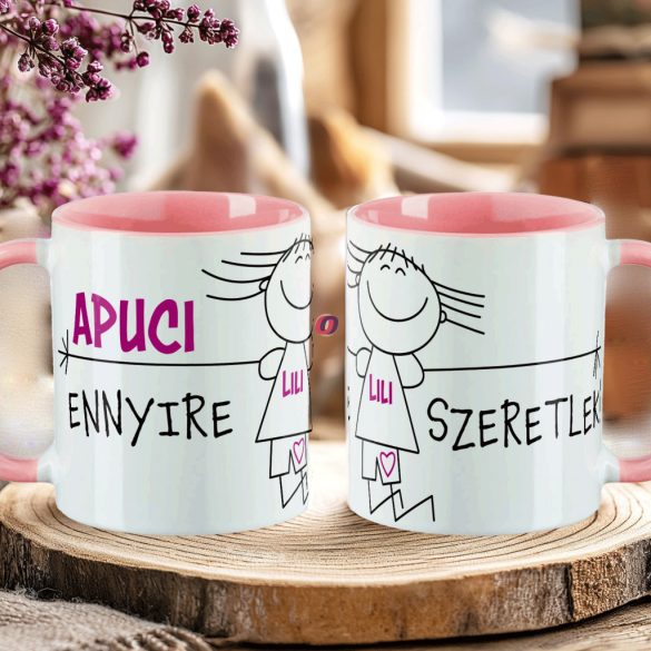 Apák napi bögre "Első apák napja" Személyre szabható, fiús, lányos, rózsaszín, kerámia