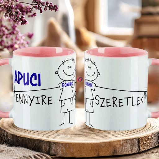 Apák napi bögre "Első apák napja" Személyre szabható, fiús, lányos, rózsaszín, kerámia