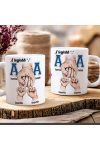 Apák napi bögre "Legjobb apa kék, Max 5 gyerek" Személyre szabható, fehér, kerámia