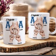   Apák napi bögre "Legjobb apa kék, Max 5 gyerek" Személyre szabható, fehér, kerámia