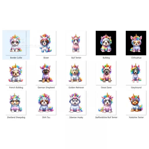 Egyedi neves Unikornis kutya párna választható kutyafajtával személyre szabható 40 cm