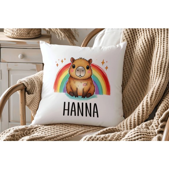 Egyedi neves CAPYBARA "Rainbow" párnahuzat választható személyre szabható egyedi névvel 40 cm