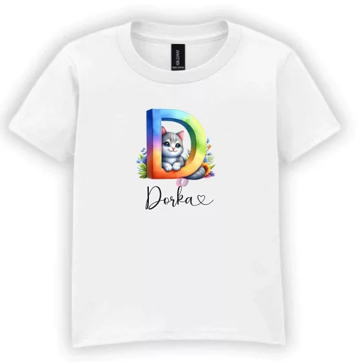 Egyedi monogramos Kisgyerek póló  "Cicás" 2-6 év
