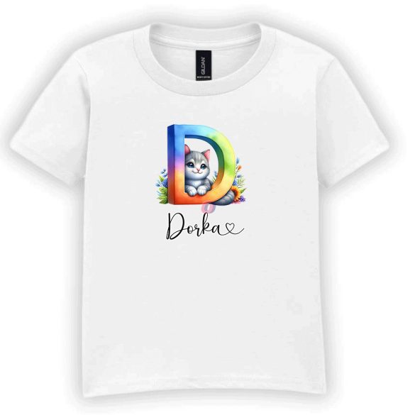 Egyedi monogramos Kisgyerek póló  "Cicás" 2-6 év