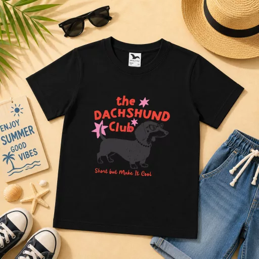 Gyerek póló tacskó mintás - többféle színben "Dachshund Club